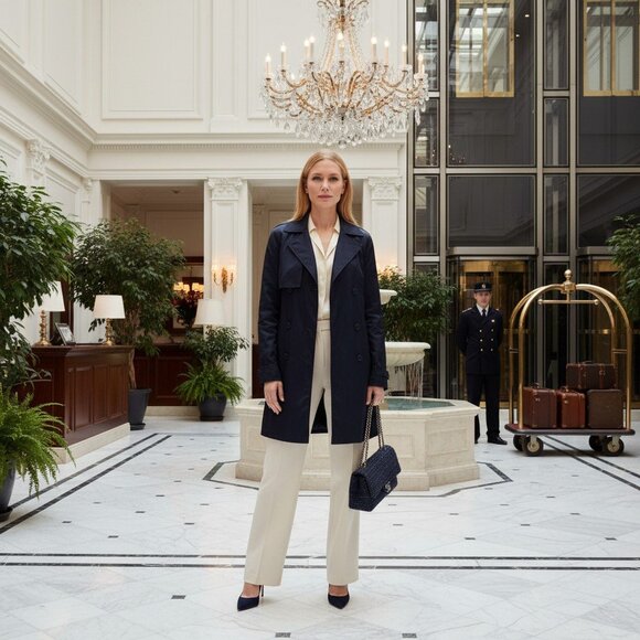 Prada Trench Coat Short Rare Navy Jacket EUC - Picture 8 of 10